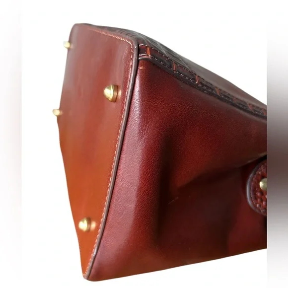 Brahmin Cognac Croc Leather Satchel Bag EUC - Picture 7 of 12